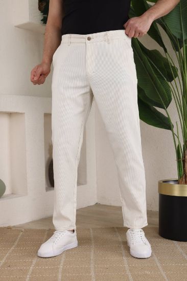 Erkek Casual Slim Fit Cord Desenli Kumaş Pantolon resmi